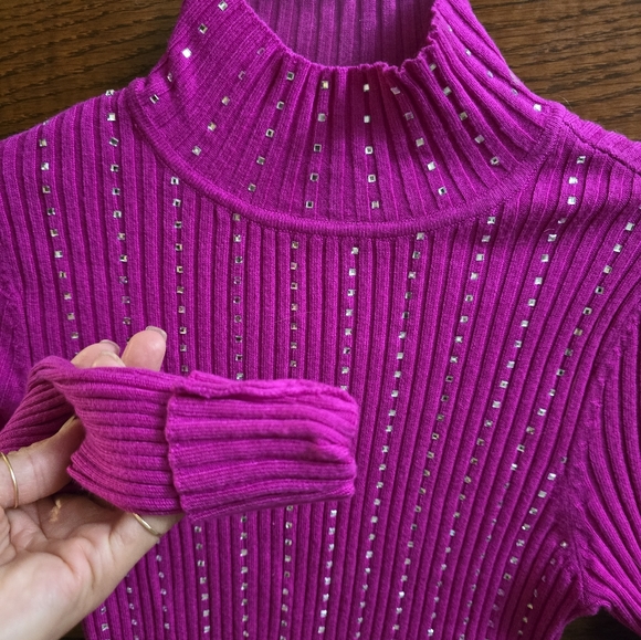 Like new INC petite beaded turtleneck sweater - Picture 2 of 4